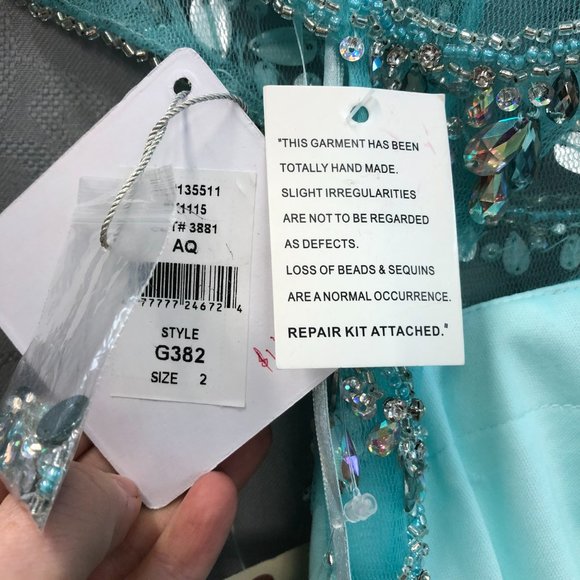 Backless Sleek Sexy  Prom Dress, Size 2, High Neck S/S Mermaid Sequin Put a Slit - Picture 9 of 13